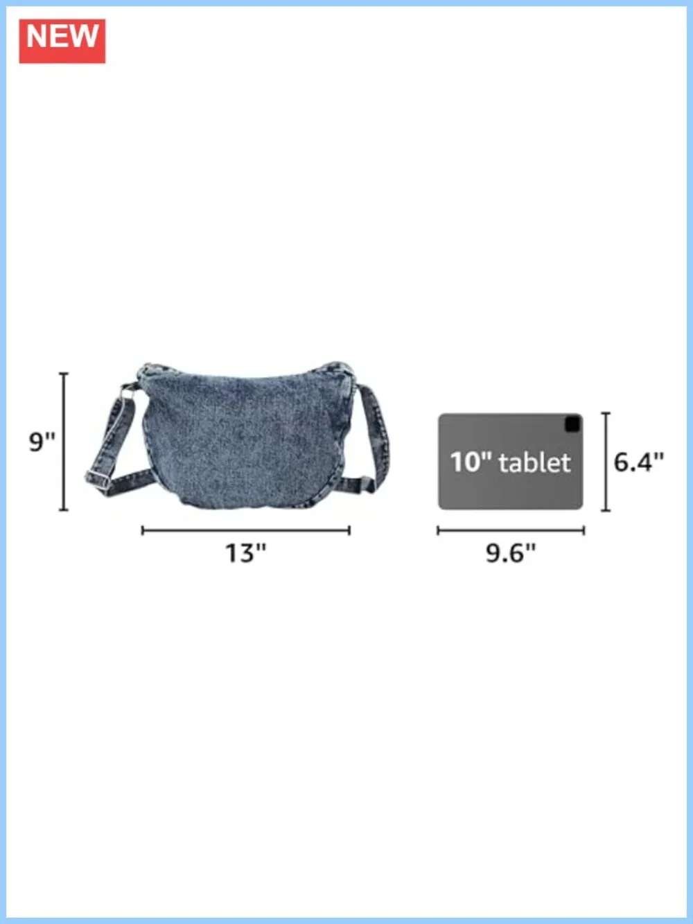 Denim Hobo Crossbody Bag Women's Shoulder Bag with Adjustable Strap